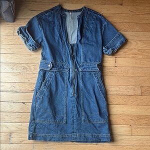 Casual Blue Denim Dress with Pockets